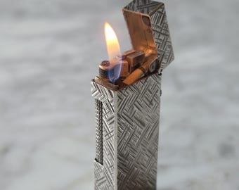 Accendino Dunhill Rollagas placcato argento modello fiorentino, prodotto in Svizzera, vintage