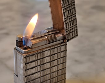 Accendino St. Dupont Ligne 1 PM Prince de Galles in argento, Ref. 13242 – Lusso vintage francese – Con scatola