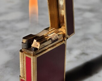 Accendino S.T. Dupont Ligne 1 PM Red Laque de Chine Gold ref. 13572 – Lusso francese vintage