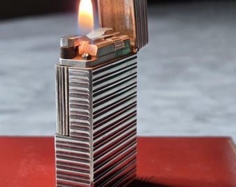 S.T. Dupont Ligne 1 Grand Modèle “Anneaux” – Placcato argento – Rif. 14125 – Serie completa