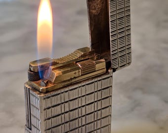 Accendino St. Dupont Ligne 1 PM Prince de Galles in argento, Ref. 13242 – Lusso vintage francese – Con scatola originale