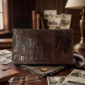 Vintage Pierre Cardin Snakeskin Clutch | 1970s Python Leather Envelope Bag