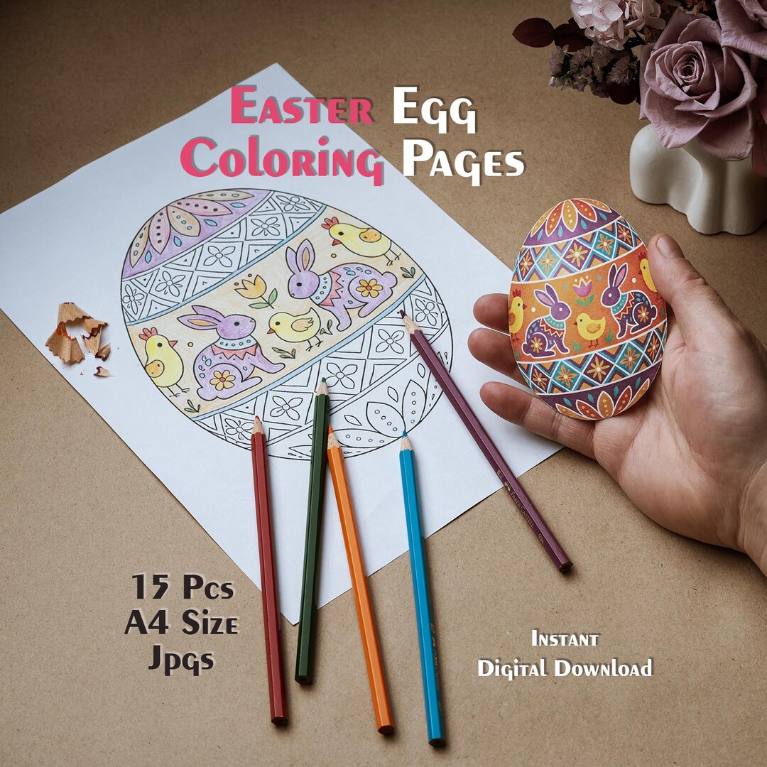 Easter Egg Coloring Pages Printable – Pysanky Style Eggs for Kids ...