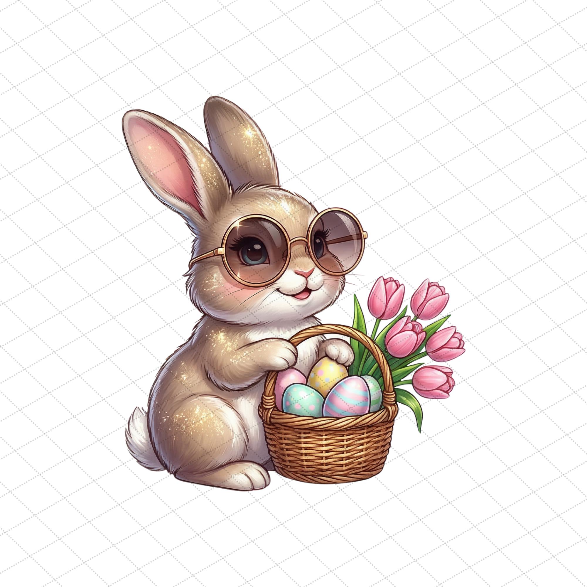 Glitter Easter Bunny Clipart PNG Bundle Whimsical Cutest Rabbit ...
