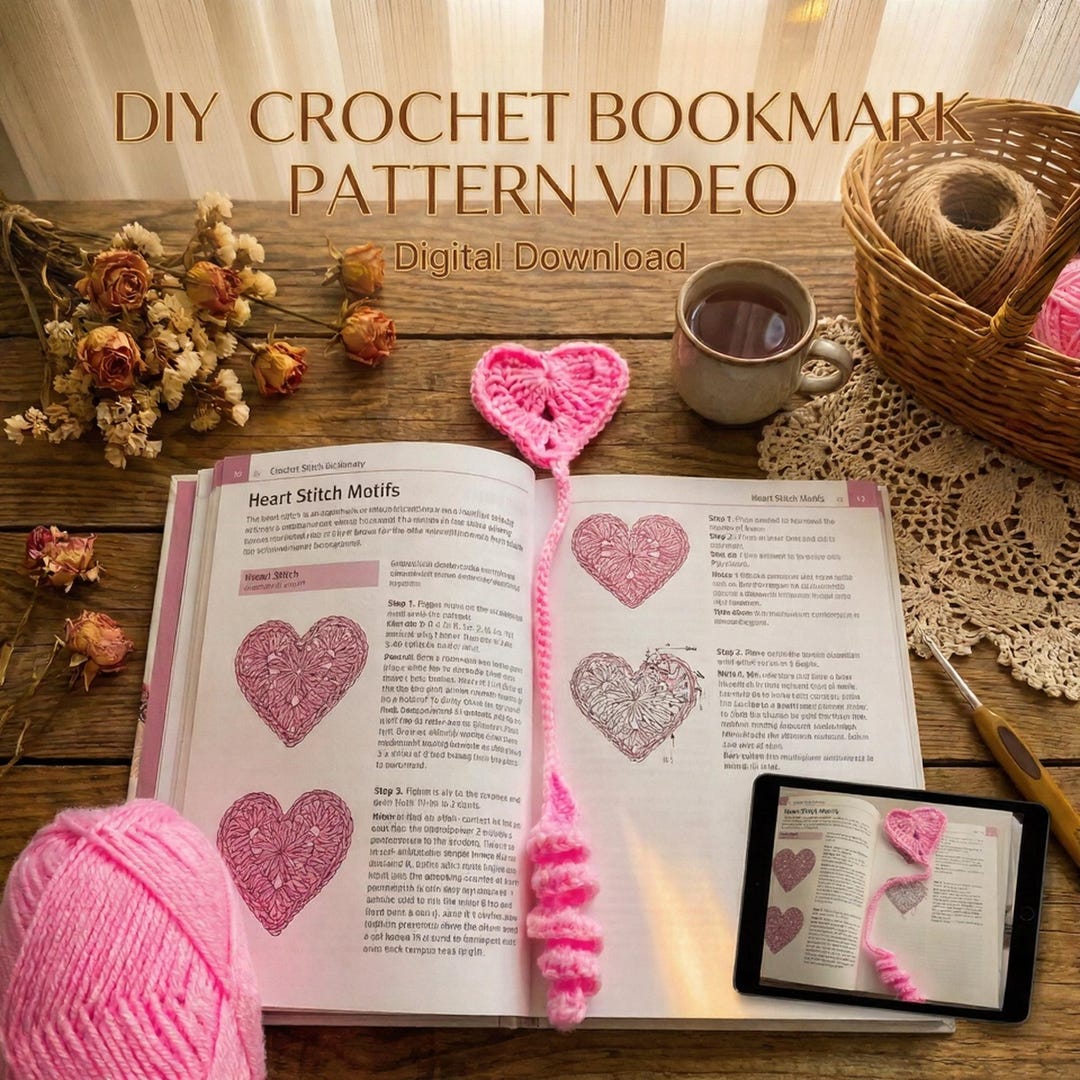 Crochet Heart Bookmark Pattern PDF | Heart Bookmark Tutorial | Digital ...