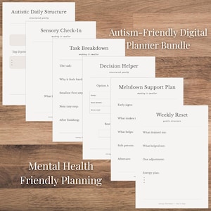 Autism-Friendly Digital Planner Bundle – Decision Helper, Daily Structure & Meltdown Support – Executive Function Templates