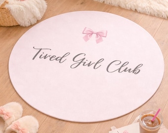 Dywan Tired Girl Club – Różowa kokardka, estetyka, miękki wystrój pokoju dla dziewczynek, uroczy pokój kokieterii, dywanik do sypialni w stylu kawaii