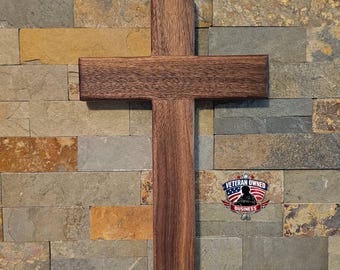 Handgemaakt walnotenhouten kruis 13" | Rustiek christelijk muurdecor, Faith Home-item
