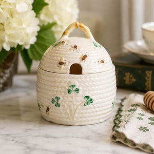 Belleek Honey Pot - Etsy