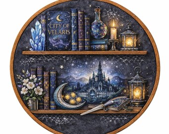 Night Court Inspired Bookshelf Embroidery Pattern PDF