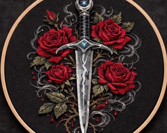 Sword & Roses Embroidery Pattern