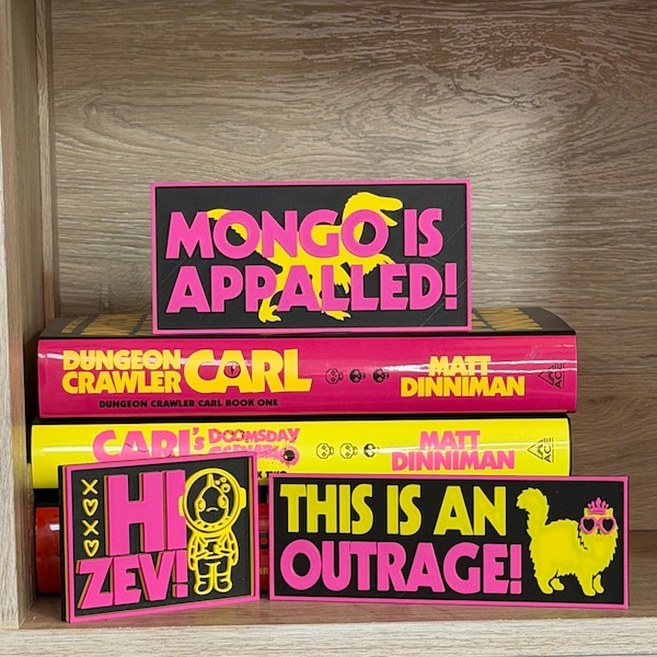 Dungeon Crawler Carl Book Nook Decor, This Is An Outrage, Mongo Is Appalled, Hi Zev