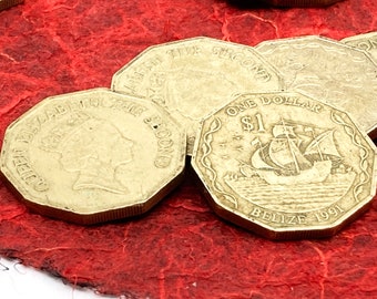 Vintage Belize Coins w Sailing Ship