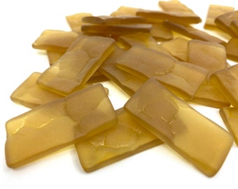 Frosty Yellow Pebble Textured Glass Rectangles - 1 3/4"x3/4"