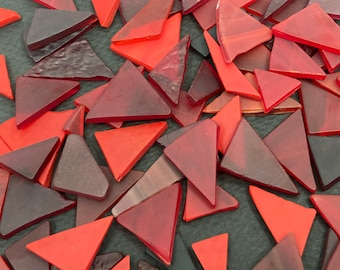 Mixed Red Stained Glass Triangles