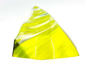 Yellow & Clear Marbled Art Glass w Black Highlight