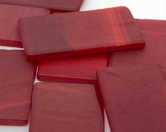 Red Marbled Stained Glass Rectangles 1 1/4"x3/4"