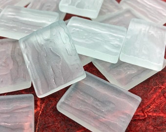 1" x 3/4" Clear Frosty Niagara Textured Rectangles - Horizontal