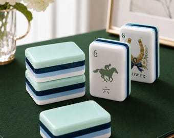 American Mahjong Set,160 Tile Acrylic Set, UV Printed Mahjong Game, Horse Ranch Equestrian Style, Cowboy Cowgirl Gift, Western Game Night