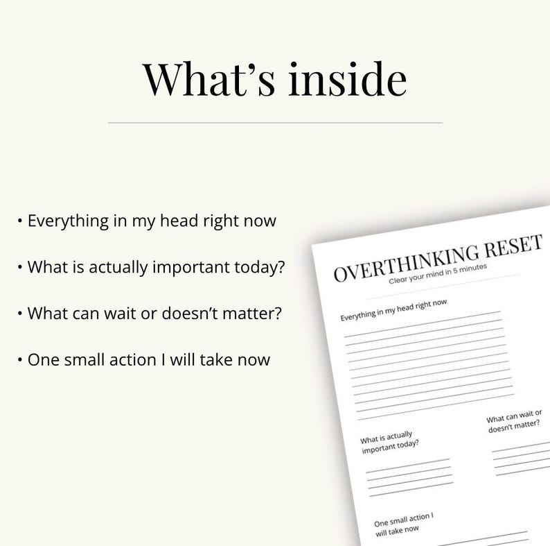 Overthinking Brain Dump Printable – Racing Thoughts Worksheet – Mind ...
