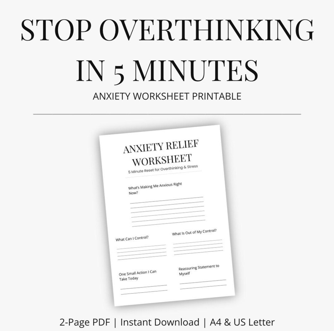 Stop Overthinking Brain Dump Printable – Racing Thoughts Worksheet ...