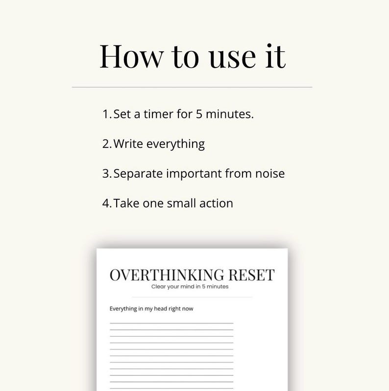 Overthinking Brain Dump Printable – Racing Thoughts Worksheet – Mind ...