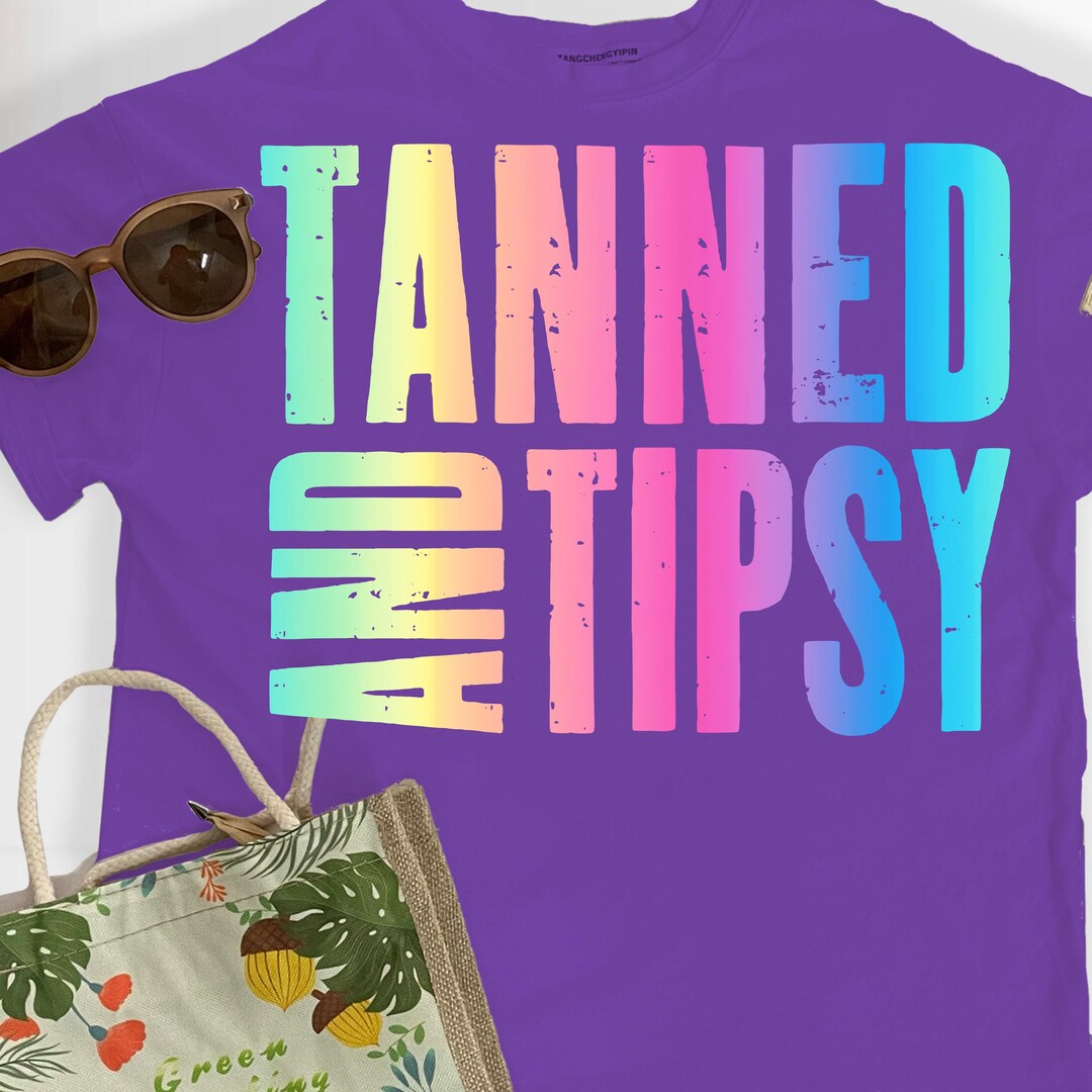 Tanned and Tipsy PNG | Bright Summer Distressed Letters PNG | Trendy ...
