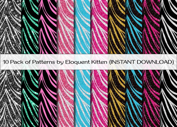 10 digital glitter sparkle zebra patterns instant download ek135 zebra patterns