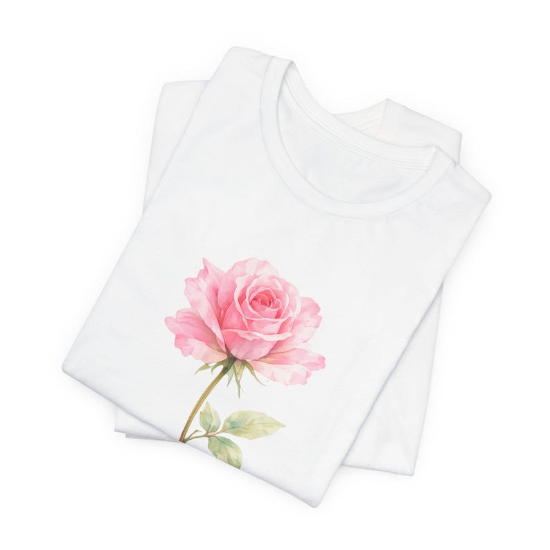 Pink Watercolor Rose T-shirt | Floral Stem Tee - Etsy