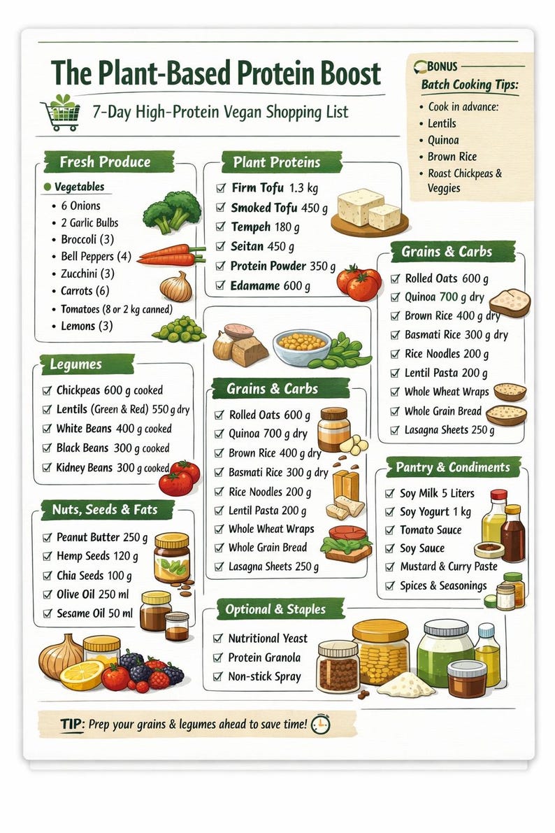 7-day High Protein Vegan Meal Plan | Easy Plant-based Recipes | Digital ...
