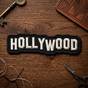 Hollywood Sign Embroidered Patch, Los Angeles California Iron On Badge, Movie Theme Souvenir Patch for Jackets, Hats and Denim Decor