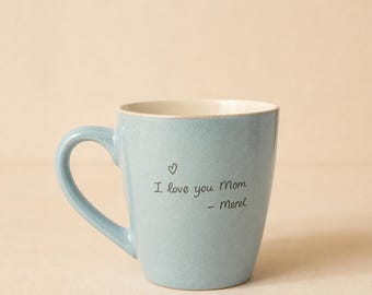 Personalisierte Handschrift Tasse, individuell gravierte Kaffeetasse, Sentimentales Andenken für Mama