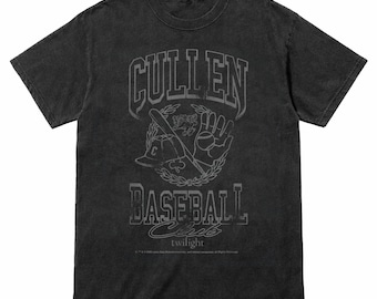 Camiseta retro con el logo del equipo de béisbol Cullen de Crepúsculo, inspirada en la película de vampiros.