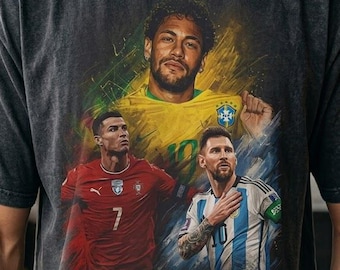 One Last Dance World Cup SUPERSTARS Messi - RONALDO - NEYMAR Football Stars Tee Shirt