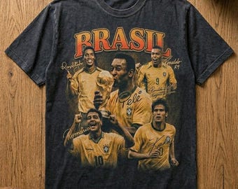 Camiseta vintage de Brasil, camiseta de leyendas del fútbol brasileño, camiseta pirata de fútbol de los 90, regalo retro de campeones de Brasil para aficionados.