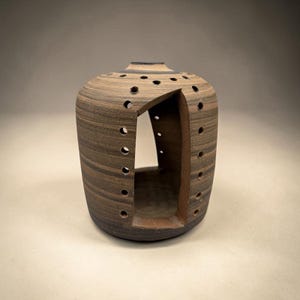 VTG 1978 Lanterne-bougie Luminaria en grès cérame signée Studio Pottery Lancer à la main