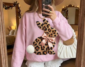 Conejito de Pascua de leopardo (PNG), diseño de sublimación de primavera con lazo de hilo sintético, descarga digital de tendencia