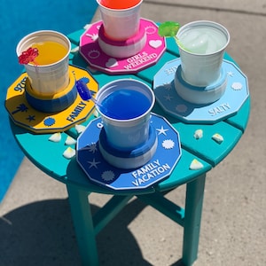 Portabevande per vacanze in famiglia/Porta bicchieri per piscina e spiaggia/Regalo da viaggio personalizzato/Accessorio per vacanze estive/Divertente regalo di viaggio estivo/Portabevande