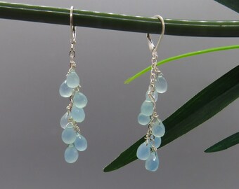 Brincos Aqua Calcedônia Gotas