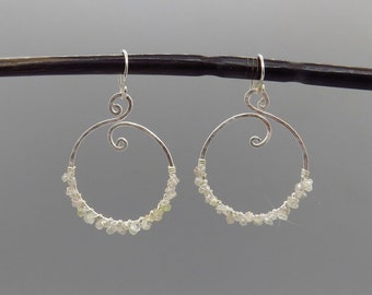 Champagne Diamond Quartz Hoop Earrings