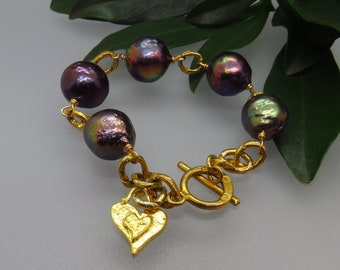 Pfau Schwarz Edison Perlenarmband