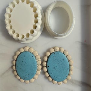 Beaded Framed Oval Bevel Polymer Clay Cutter, 3D Printed PLA Clay Tool