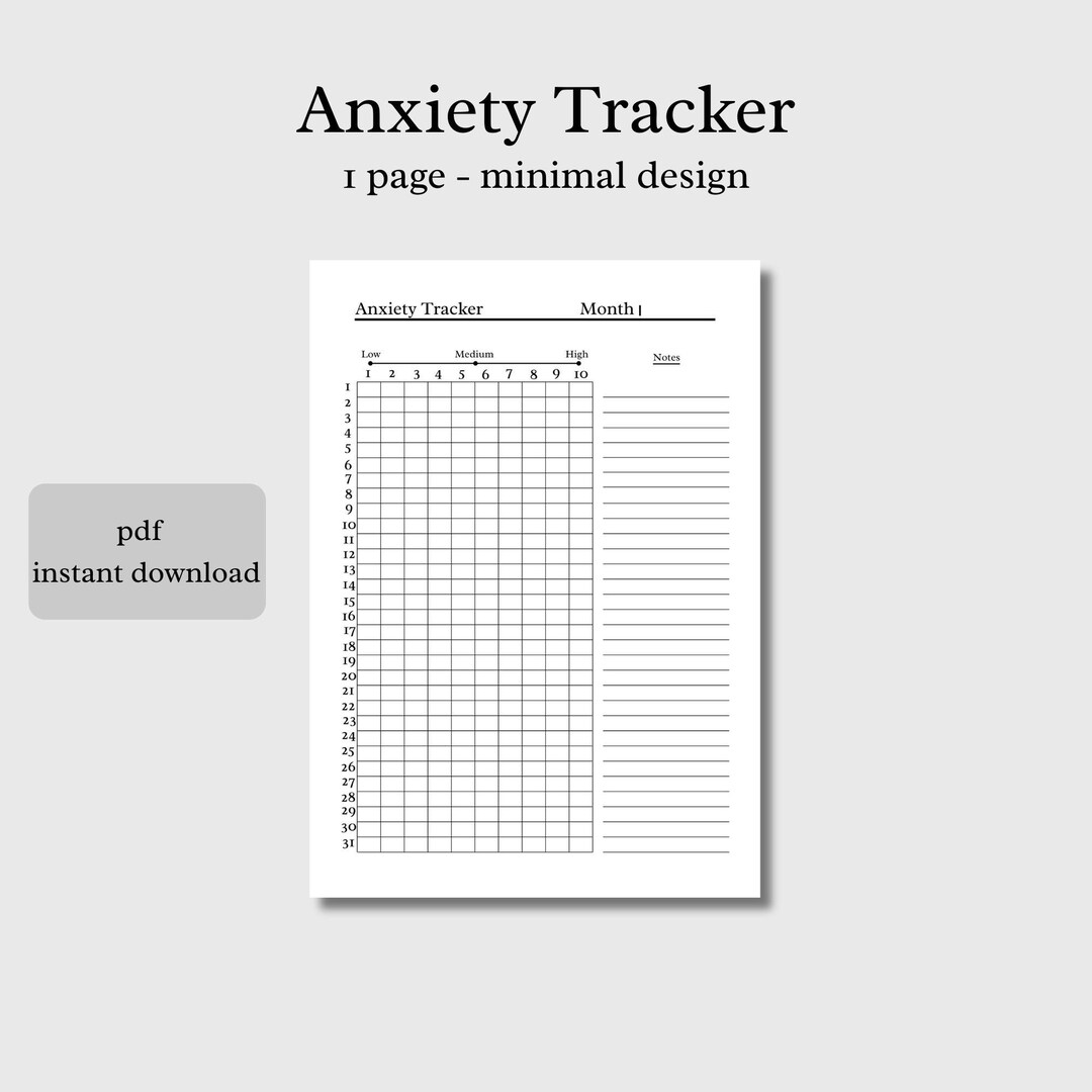 Anxiety Tracker - Printable Page - Mental Health Planner - Anxiety ...