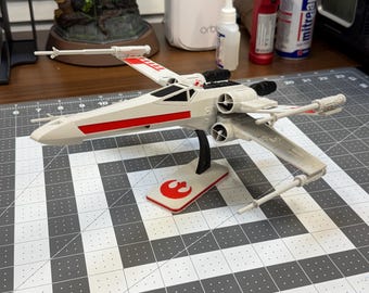 X-Wing Starfighter Model | Multi-Color 3D Printed Rebel Ship | Desktop Display Stand
