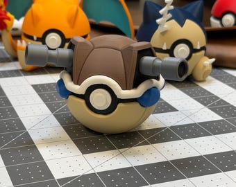 Blastoise Poké Ball Display | 3D Printed Water Cannon Pokeball | Anime Desk Decor | Gamer Shelf Display | Pokémon Inspired Collectible