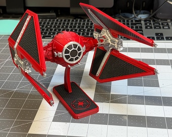 3D Printed Royal Guard-TIE Interceptor Model | Sci-Fi Starfighter Display Stand