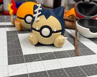 Snorlax Pokéball Desk Model – 3D Printed Pokémon Inspired Display Figure – Cute Anime Collector Desk Toy