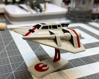 3D Printed Rebel Snowspeeder Model | Sci-Fi Display Ship, Desk Decor