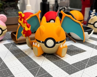 Charizard Poké Ball Display | 3D Printed Dragon Anime Desk Decor (Display Only)