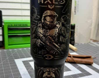 Halo Master Chief Engraved Tumbler  Stainless Steel Travel Mug